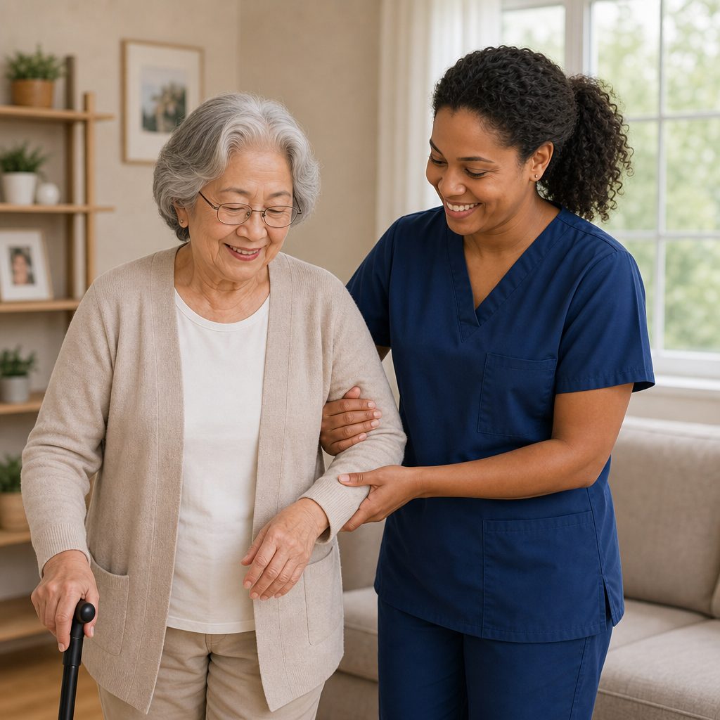 GIGI CARE caregiver and client sharing a warm moment, representing our local community